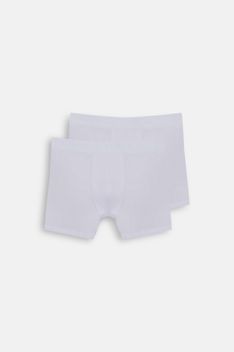 White / White Men 2P Cotton Comfort Suwen Elastic Boxer