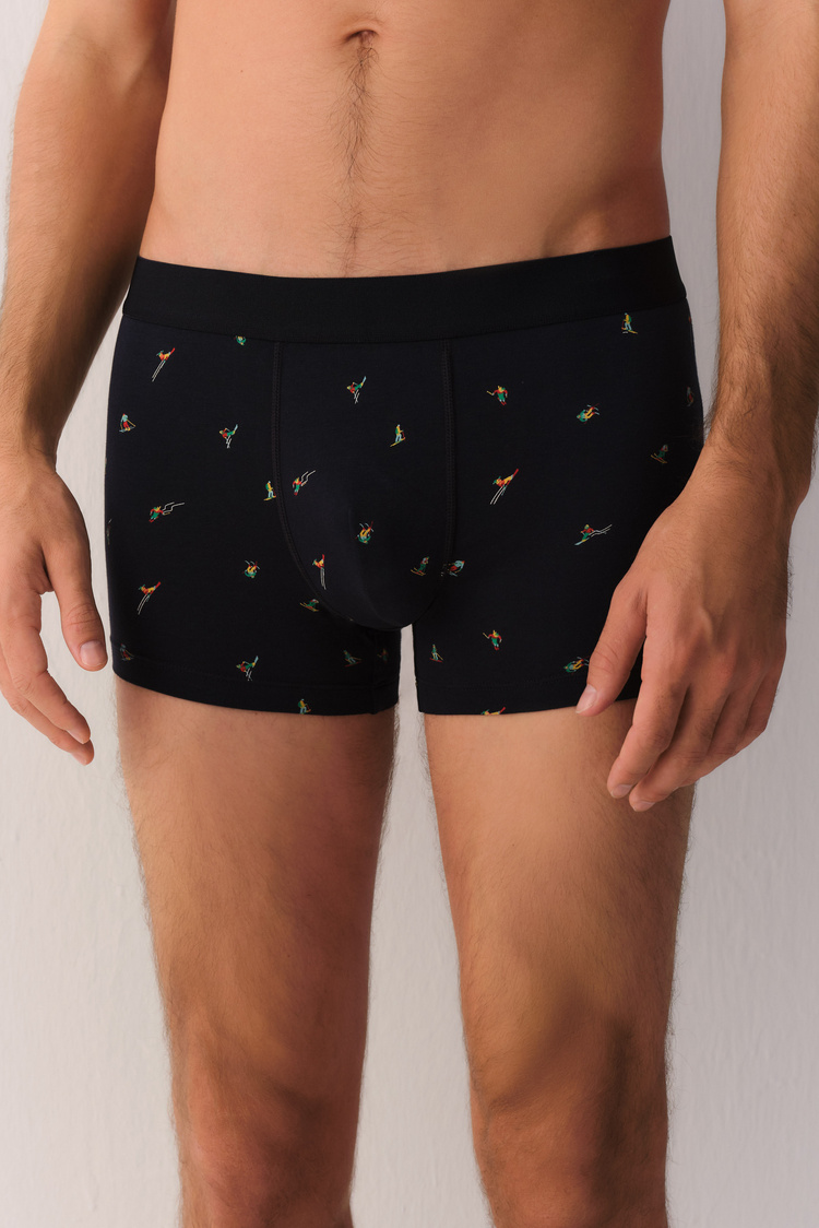 Koyu Mavi Yeni Yıl Erkek Pamuklu Boxer