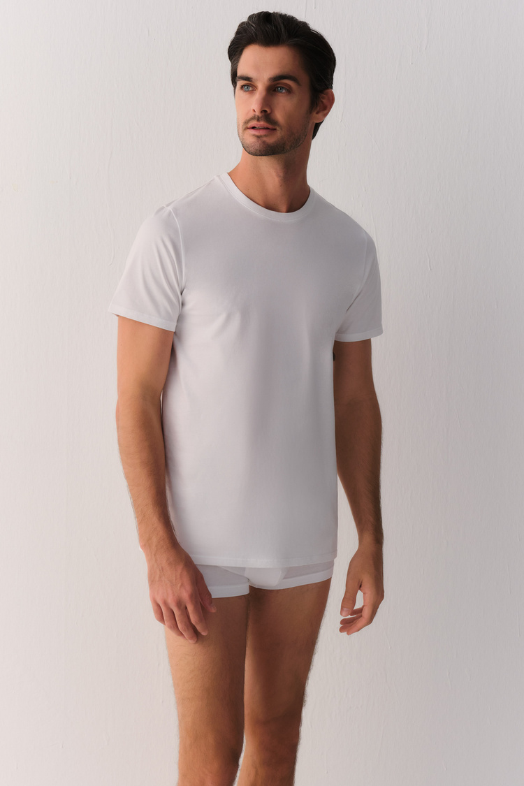 Beyaz Fine Pamuklu T-Shirt
