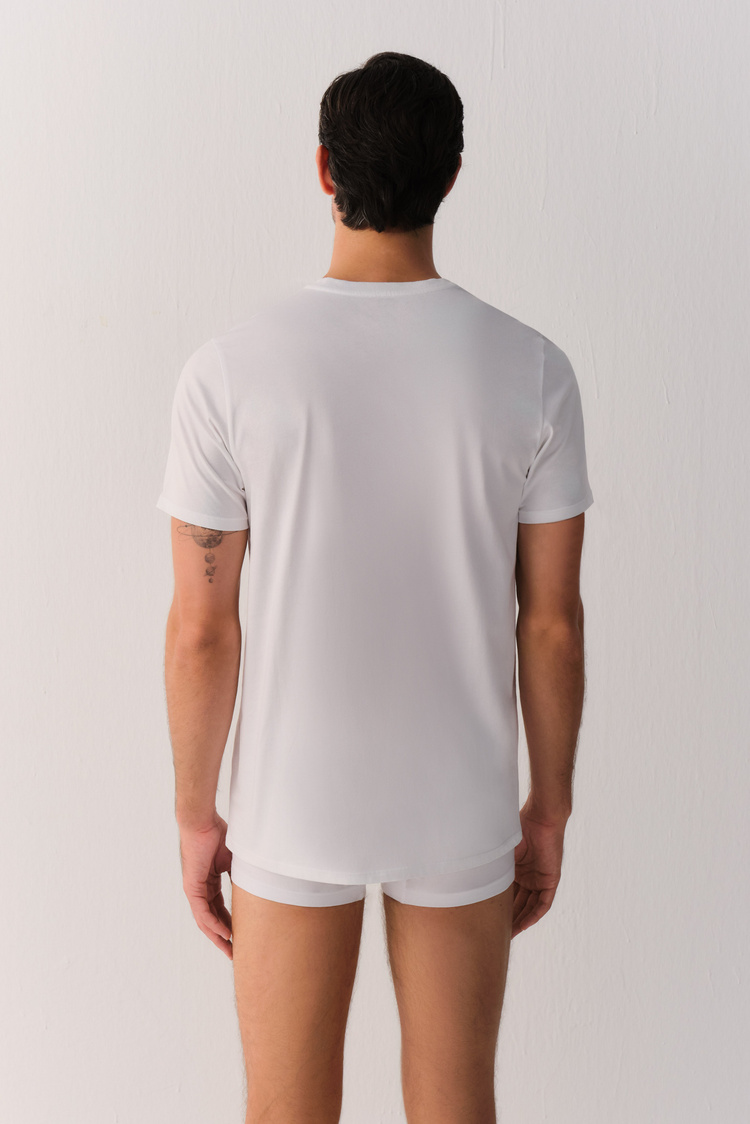 Beyaz Fine Pamuklu T-Shirt
