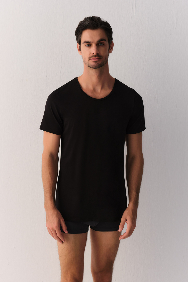 Siyah Smart Cotton Modal T-Shirt