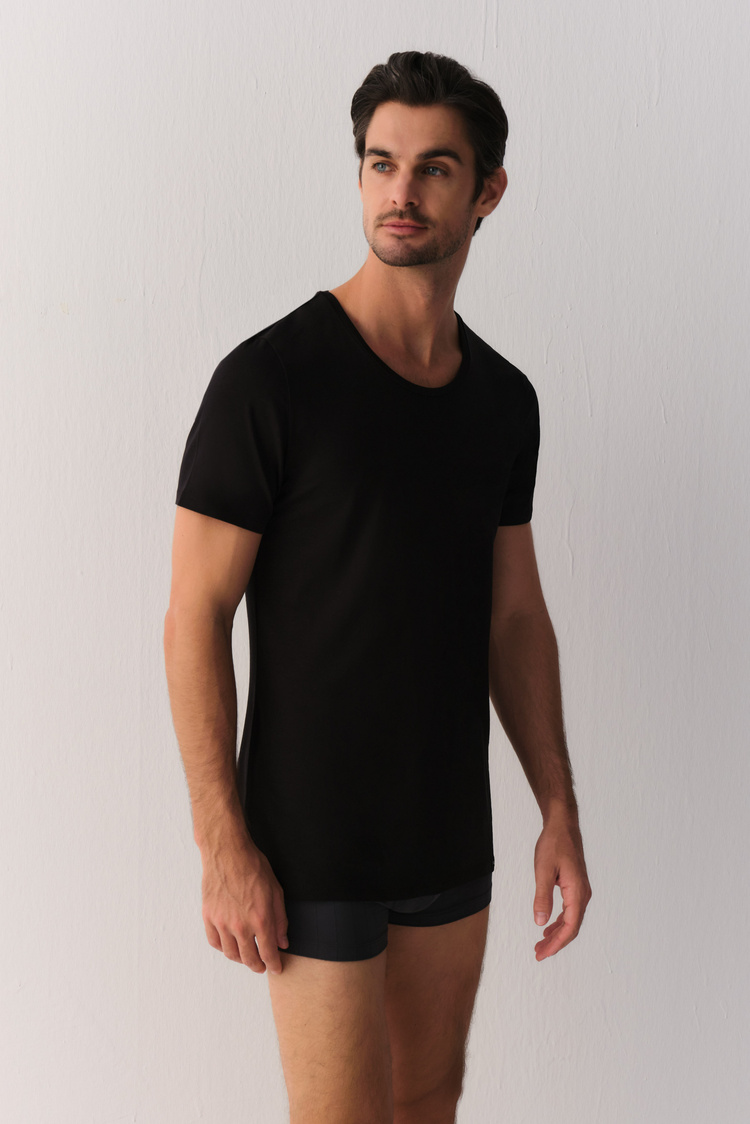 Siyah Smart Cotton Modal T-Shirt