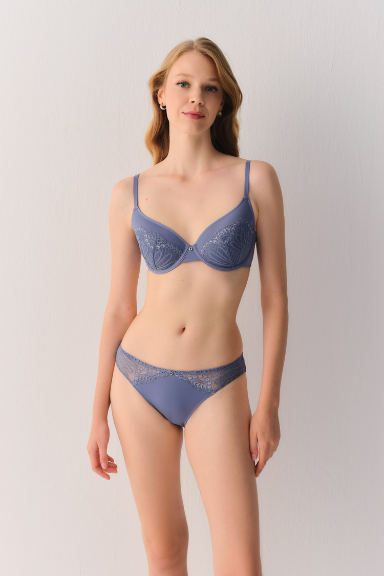 Mavi Geo Flower Dantelli Slip Külot
