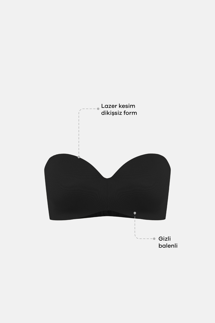 Siyah Ivy Light Secret Straplez Lazer Kesim İz Bırakmayan Toparlayıcı Sütyen