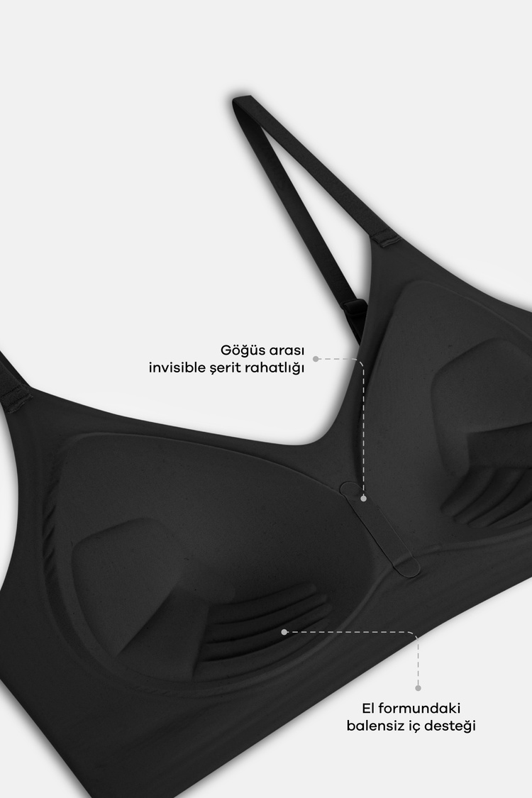 Black Invisible Hands Up Push Up Bra