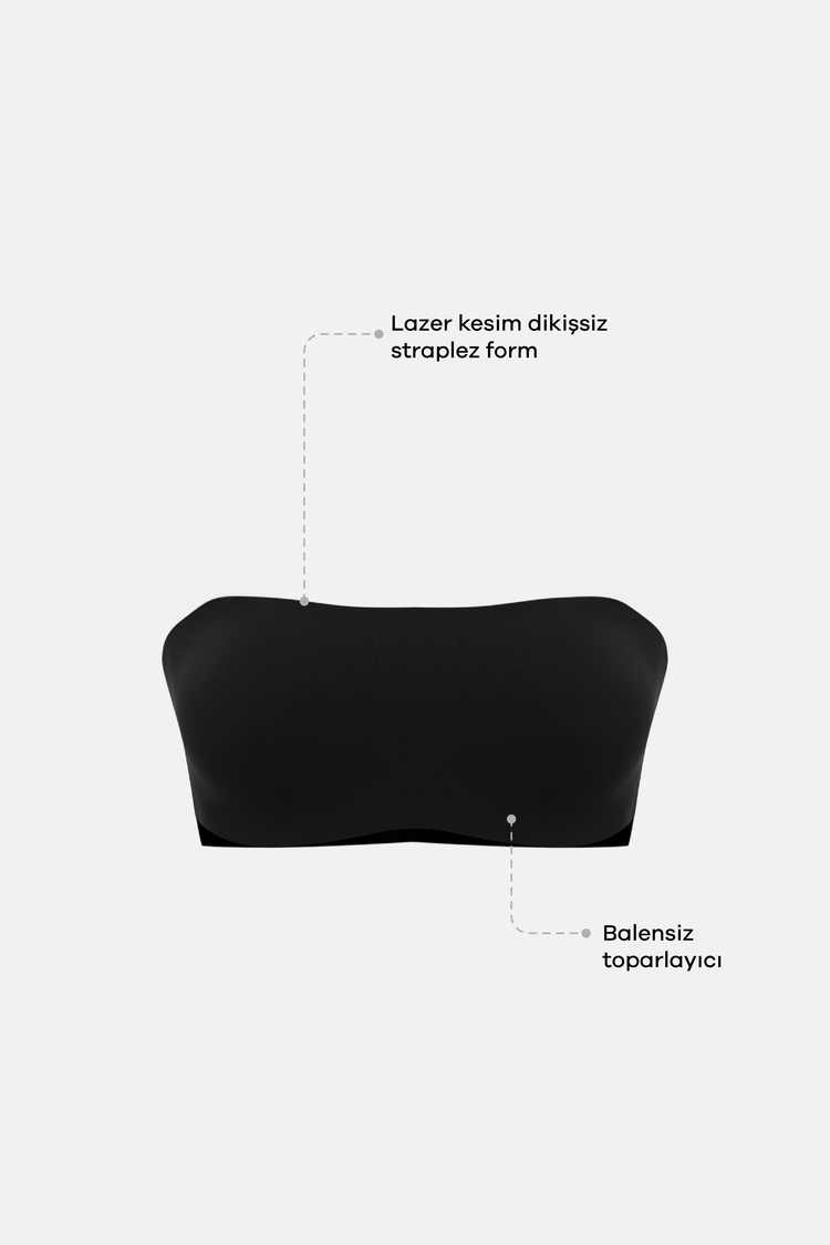 Siyah Invisible Hold Up Straplez Lazer Kesim İz Bırakmayan Toparlayıcı Sütyen