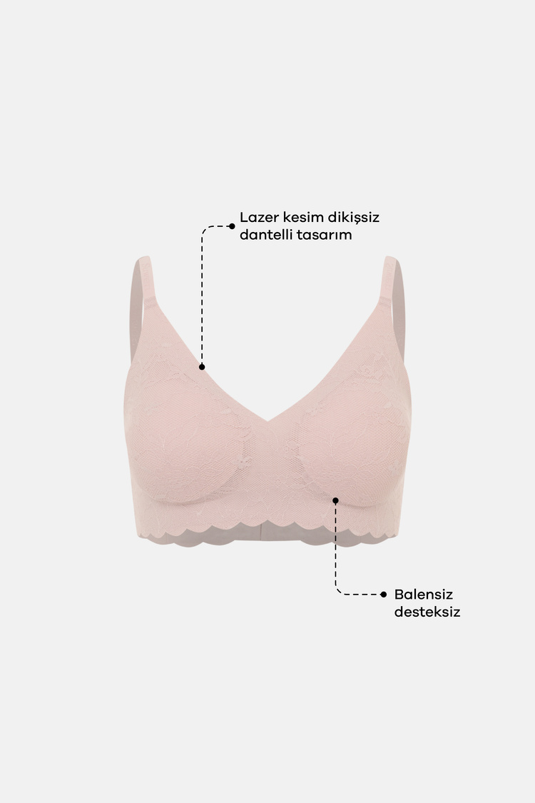 Powder Pink Invisible Lacy Soft Bra