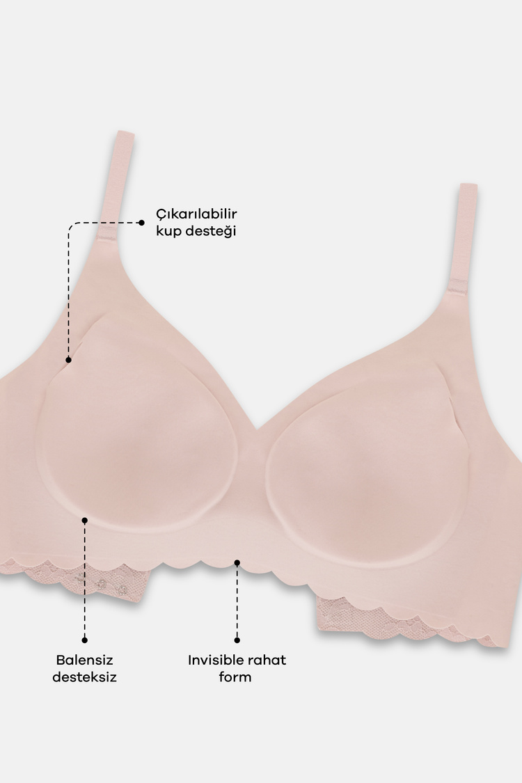 Powder Pink Invisible Lacy Soft Bra