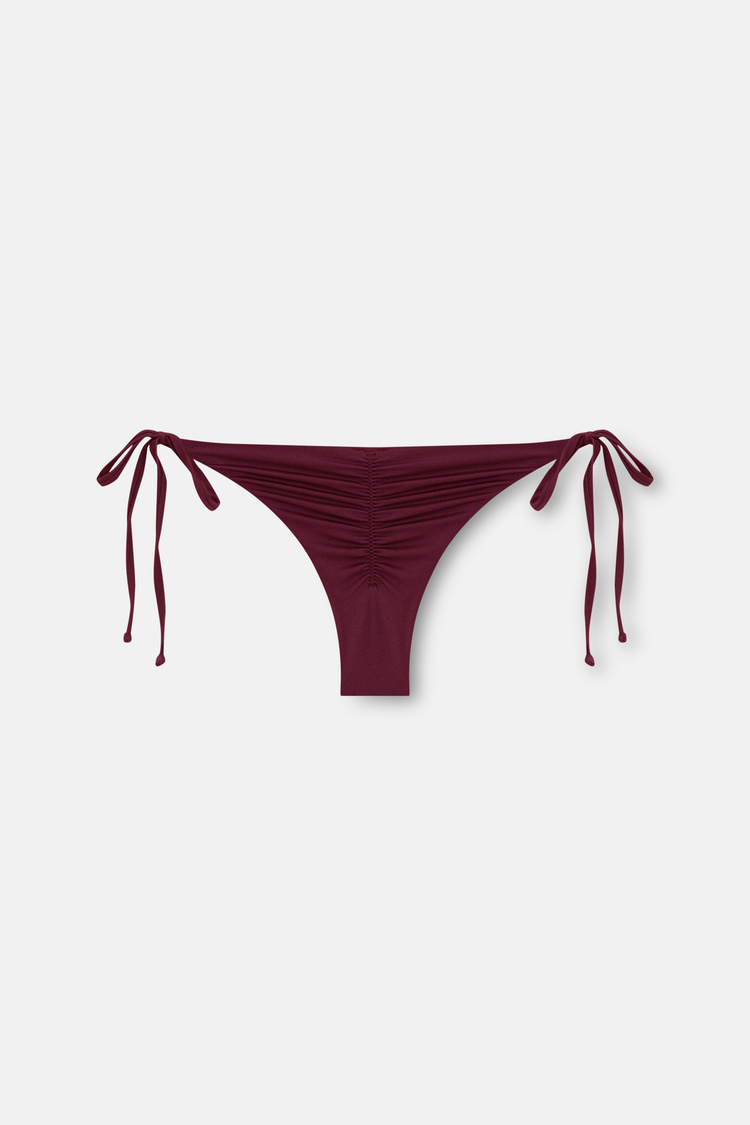 Bordo İnce Bağcıklı Brazilian Bikini Alt
