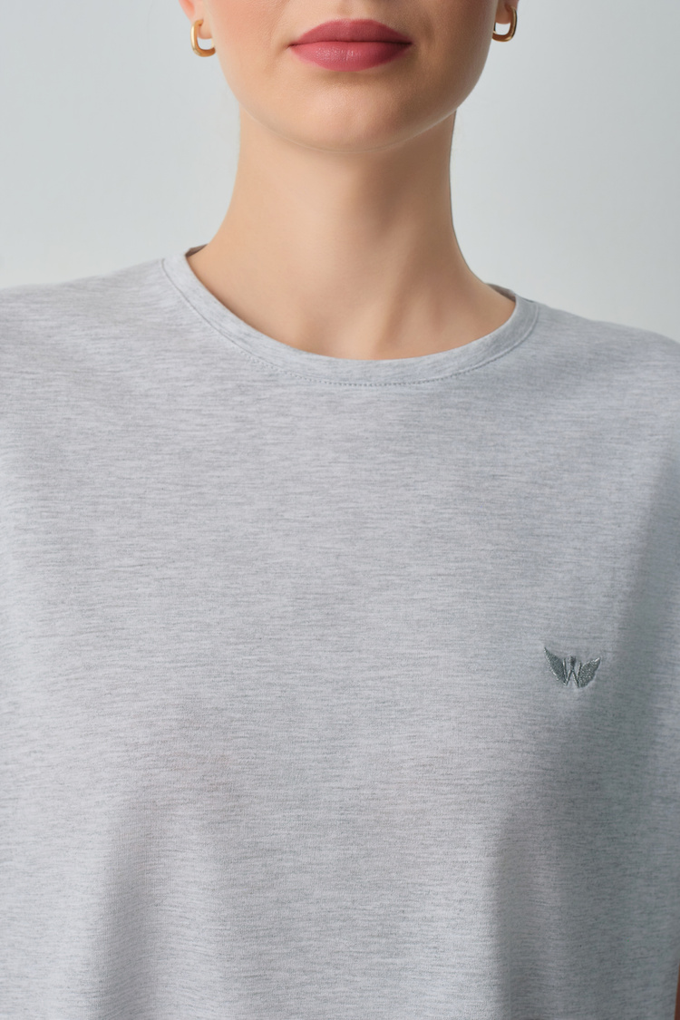 Gray Melange Casual Pyjamas Set