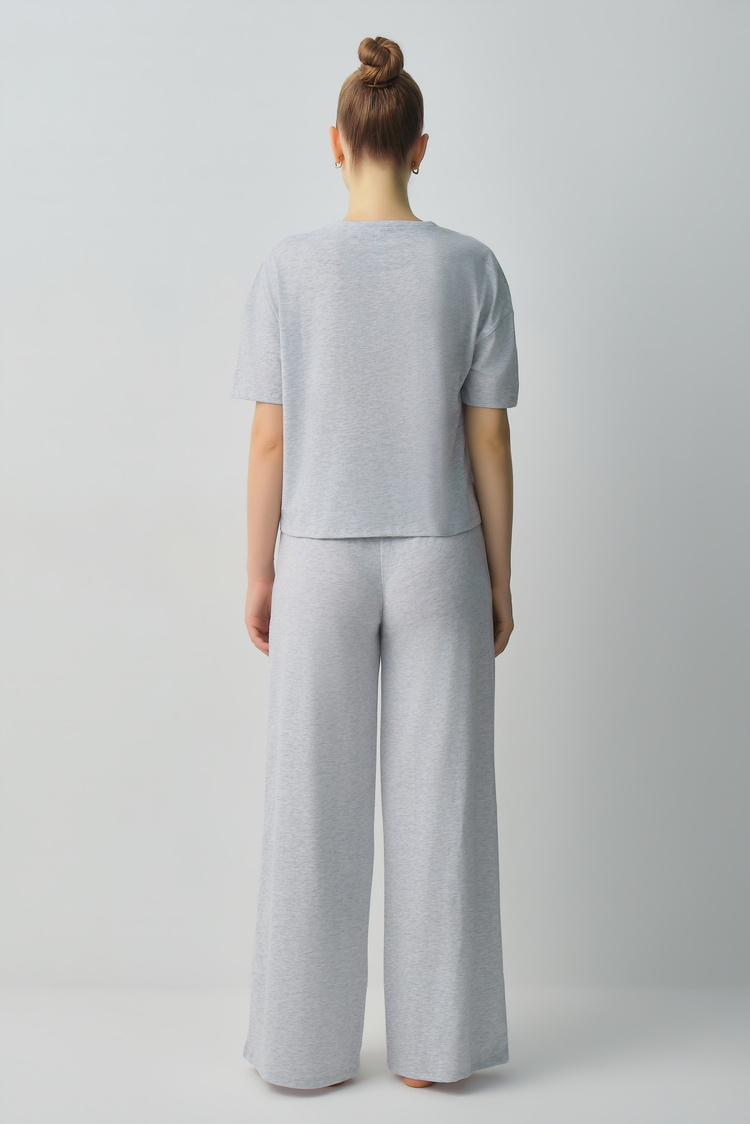Gray Melange Casual Pyjamas Set