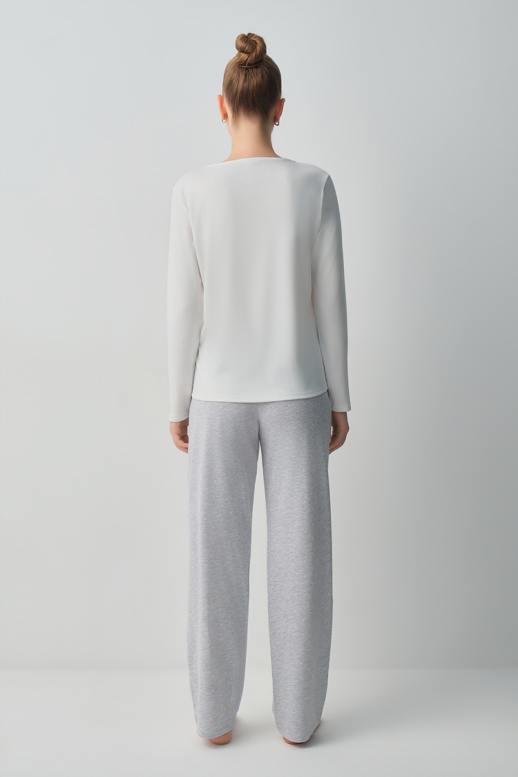 Gray Melange Dotty Pyjamas Set