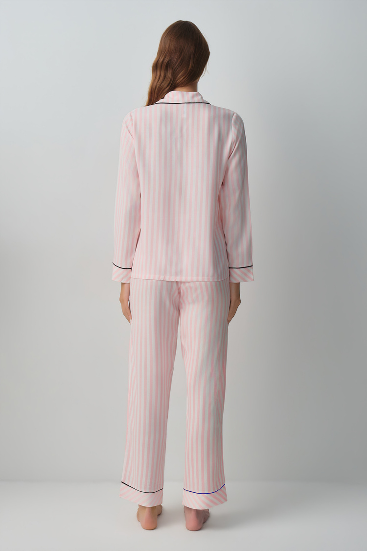 Pink Line Emily Shirt Collar Pyjamas Set