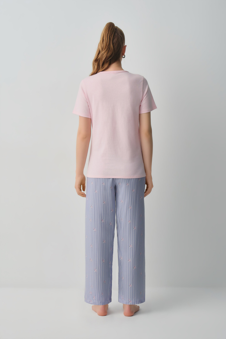 Blue Line Jade Button Detail Pyjamas Set