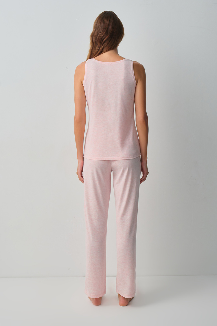 Pink Melange Daily Top-Supant Set