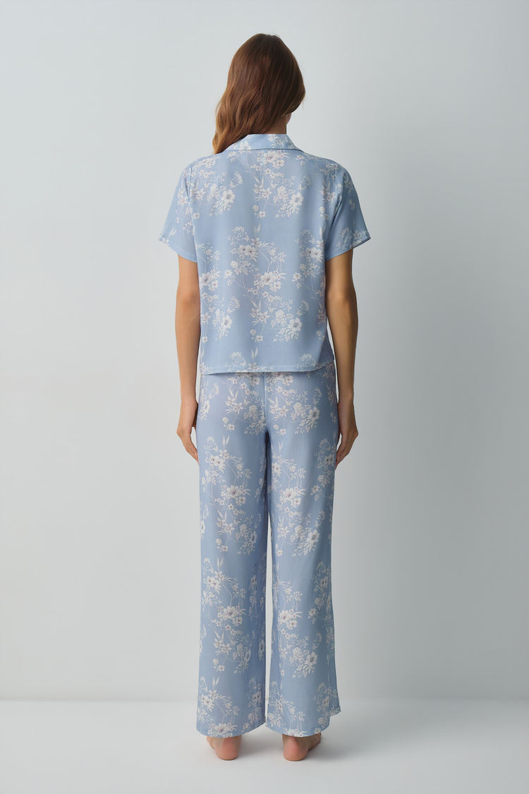 Blue Print Rosanna Shirt Collar Pyjamas Set