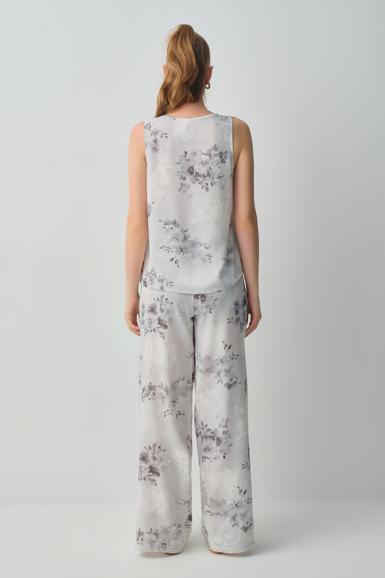 Gray Print Glace Top-Supant Set