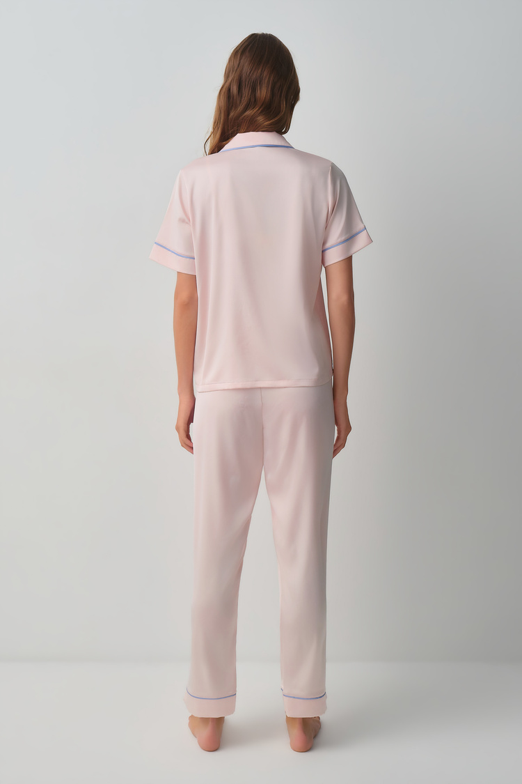 Pink Clara Shirt Collar Pyjamas Set