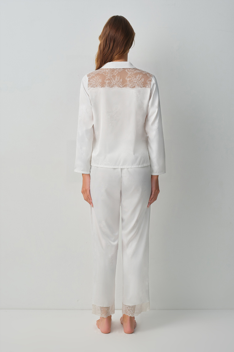 Ecru Bride Shirt Collar Pyjamas Set