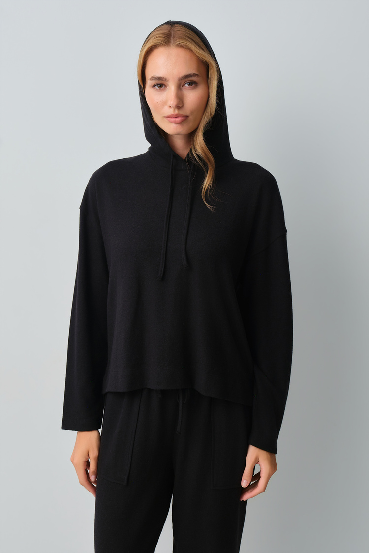 Siyah Comfort Kapüşonlu Pijama Takımı