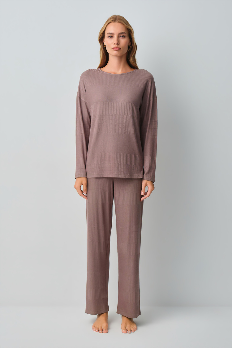 Cappuccino Comfort Geniş Yaka Pijama Takımı