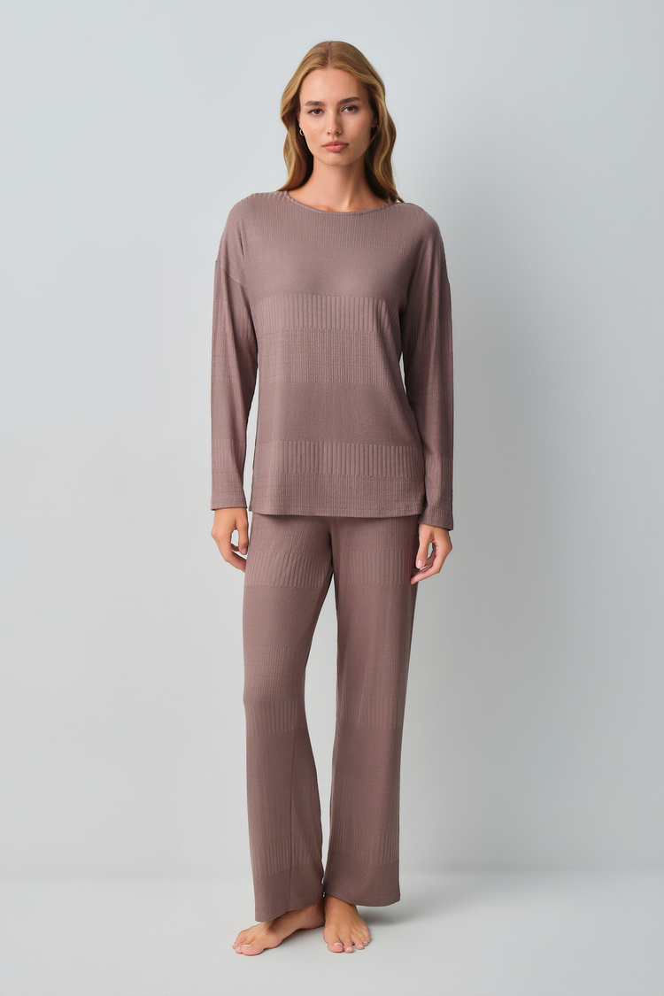 Cappuccino Comfort Geniş Yaka Pijama Takımı