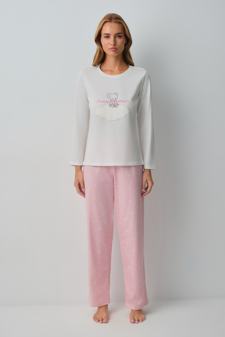 Pink Polka Print Lulusu Pyjamas Set