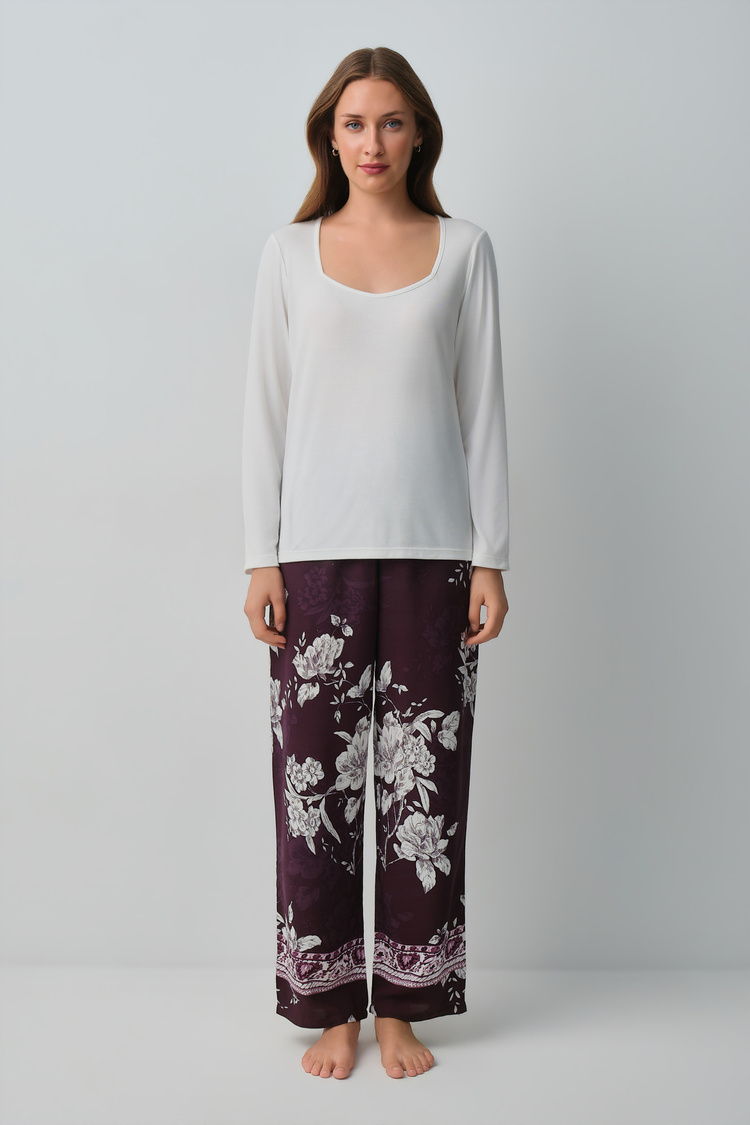 Mürdüm Desenli Mariana Pijama Takımı