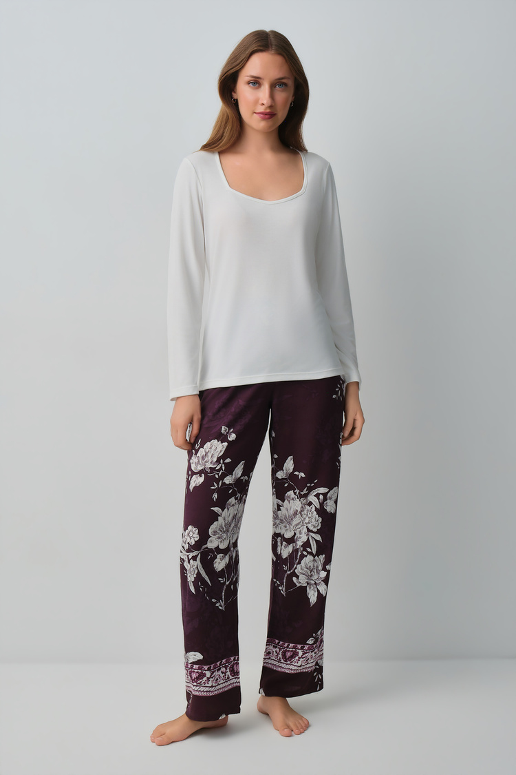 Mürdüm Desenli Mariana Pijama Takımı