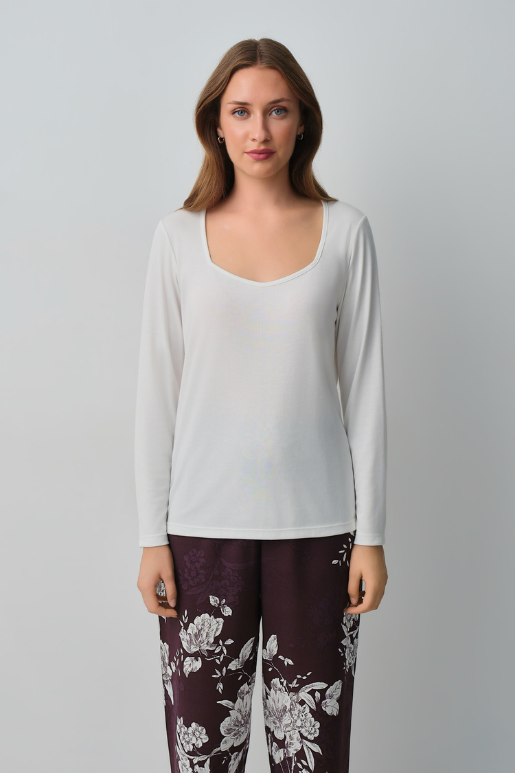 Mürdüm Desenli Mariana Pijama Takımı