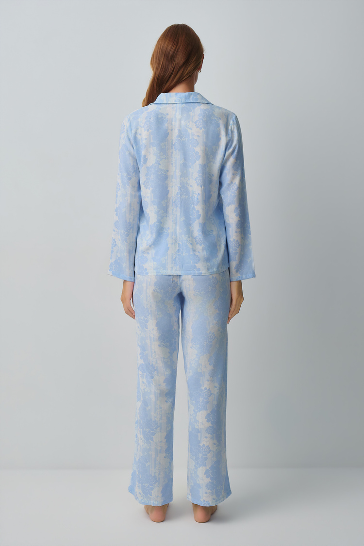 Blue Print Freya Shirt Collar Pyjamas Set
