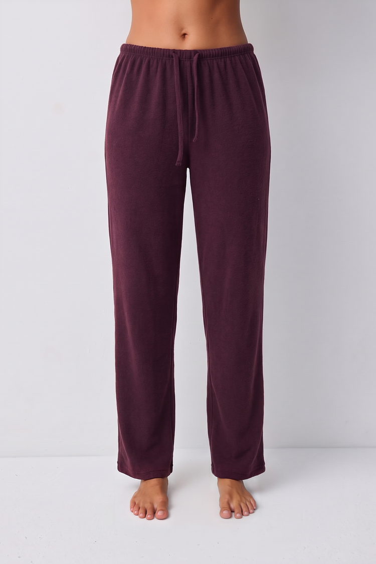 Bordo Comfort Club Yakalı Pijama Takımı