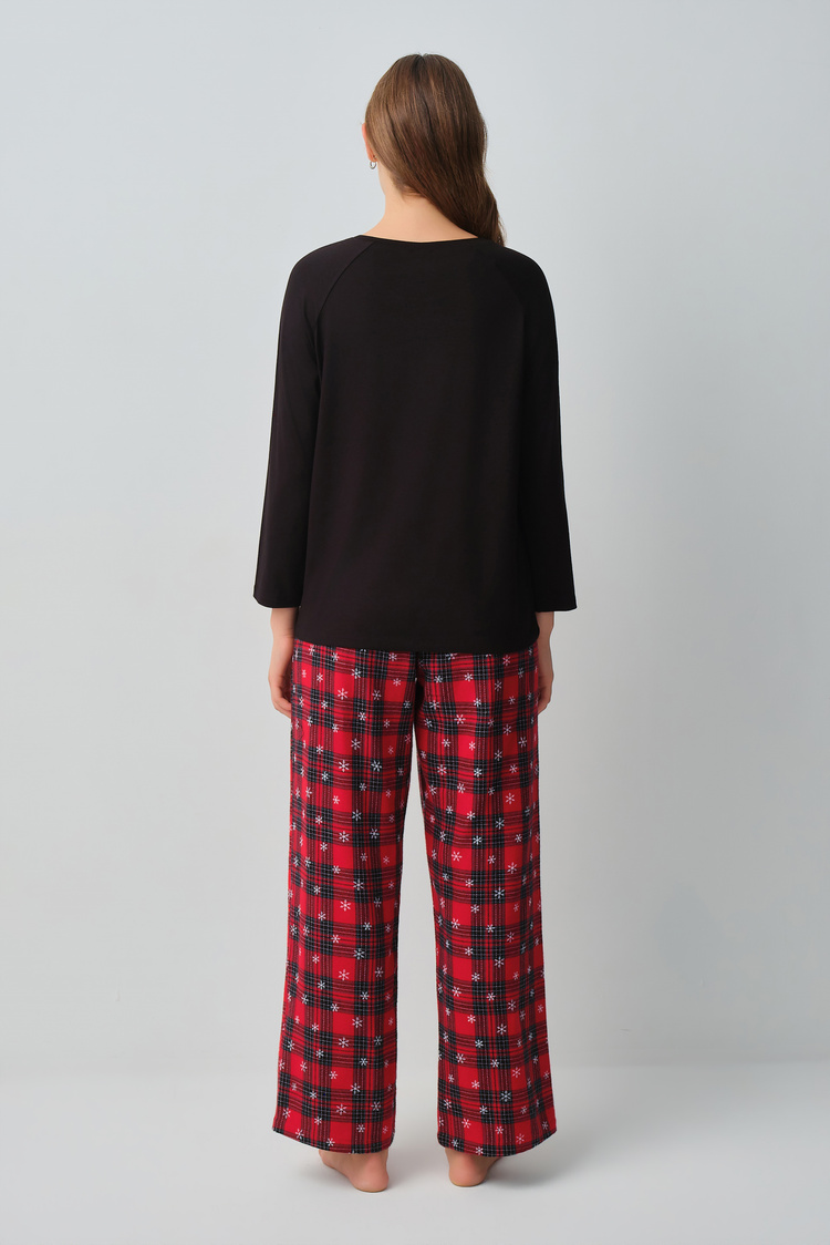 Kırmızı Crystal Pamuklu Pijama Takımı