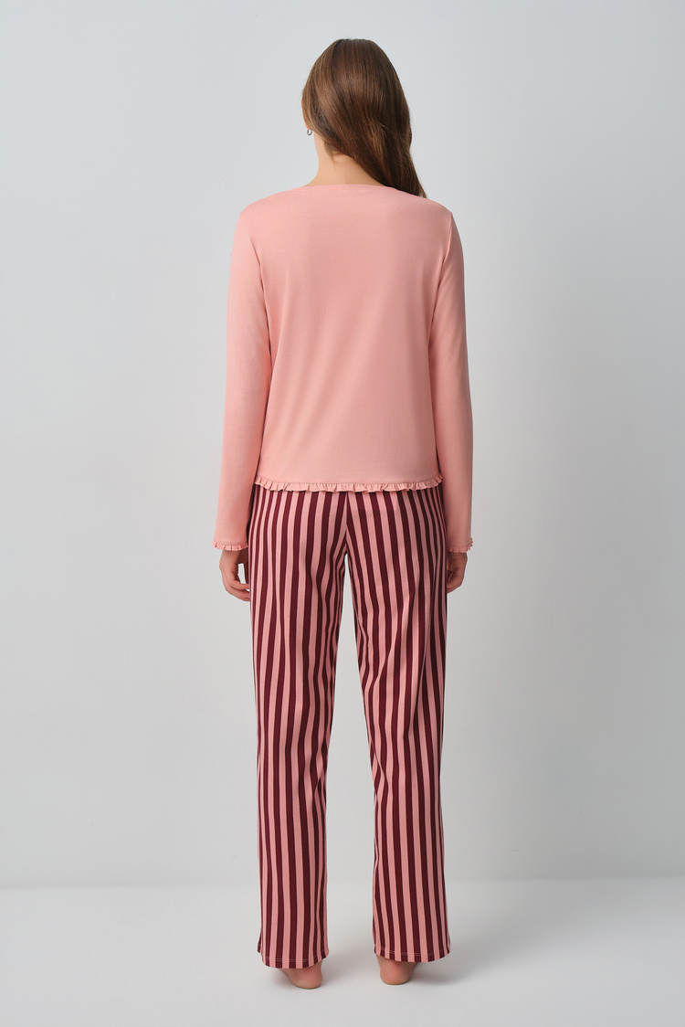 Pembe Çizgili Stripe Pijama Takımı