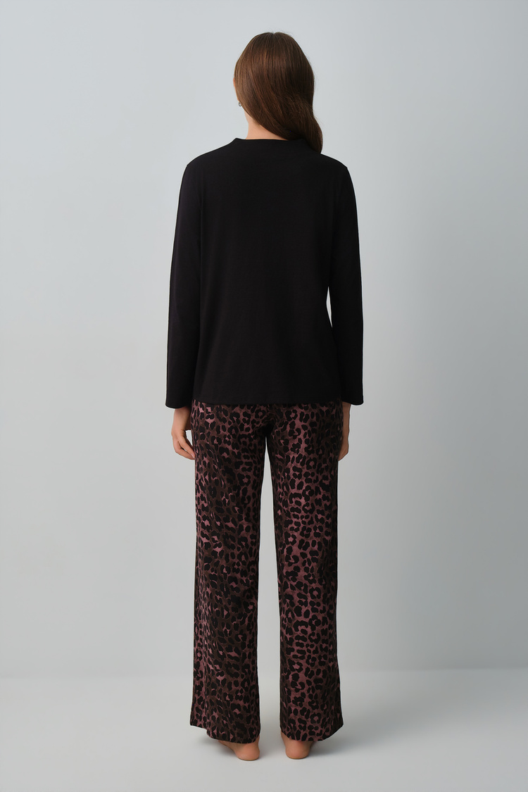 Black Print Meloni Leopard Pyjamas Set