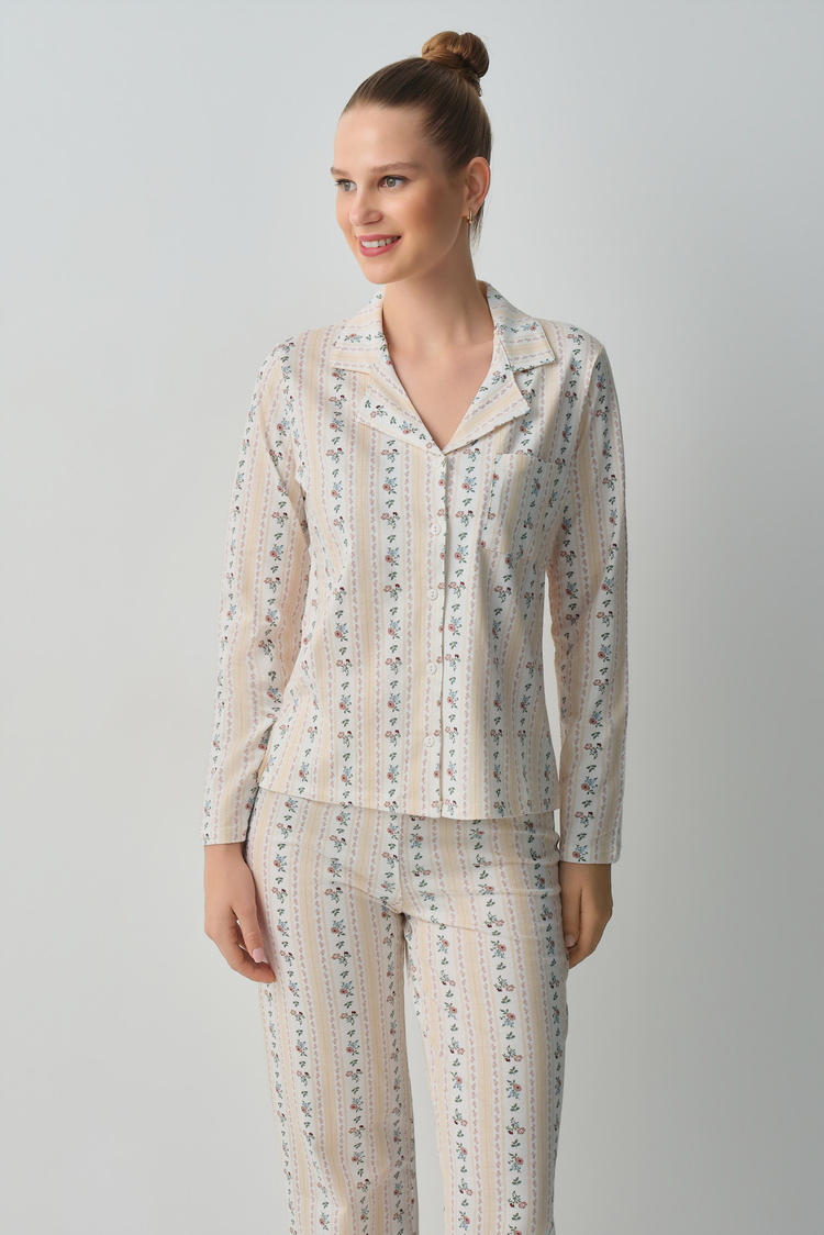 Vanillia Print Stella Shirt Collar Pjyamas Set