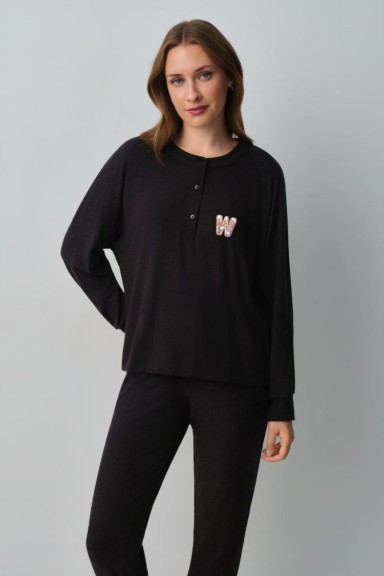 Antrasit Melanj Ginger Pijama Takımı