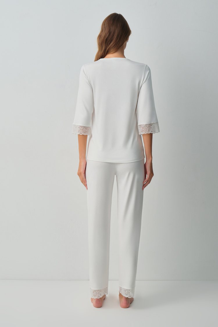 Ecru Pearl Mama Shirt Collar Pyjamas Set