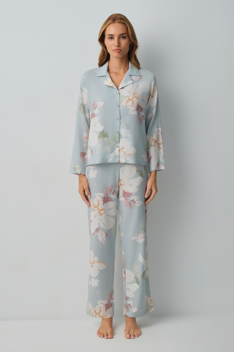 Mint Print Sofia Shirt Collar Pyjamas Set