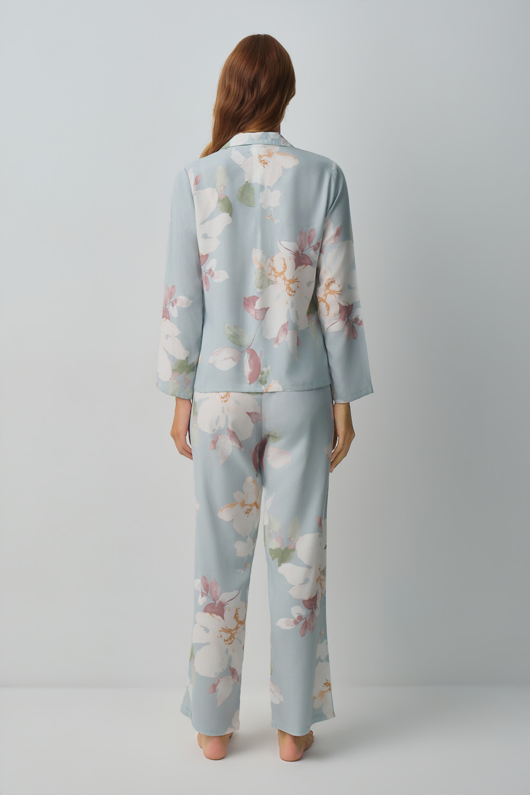 Mint Print Sofia Shirt Collar Pyjamas Set