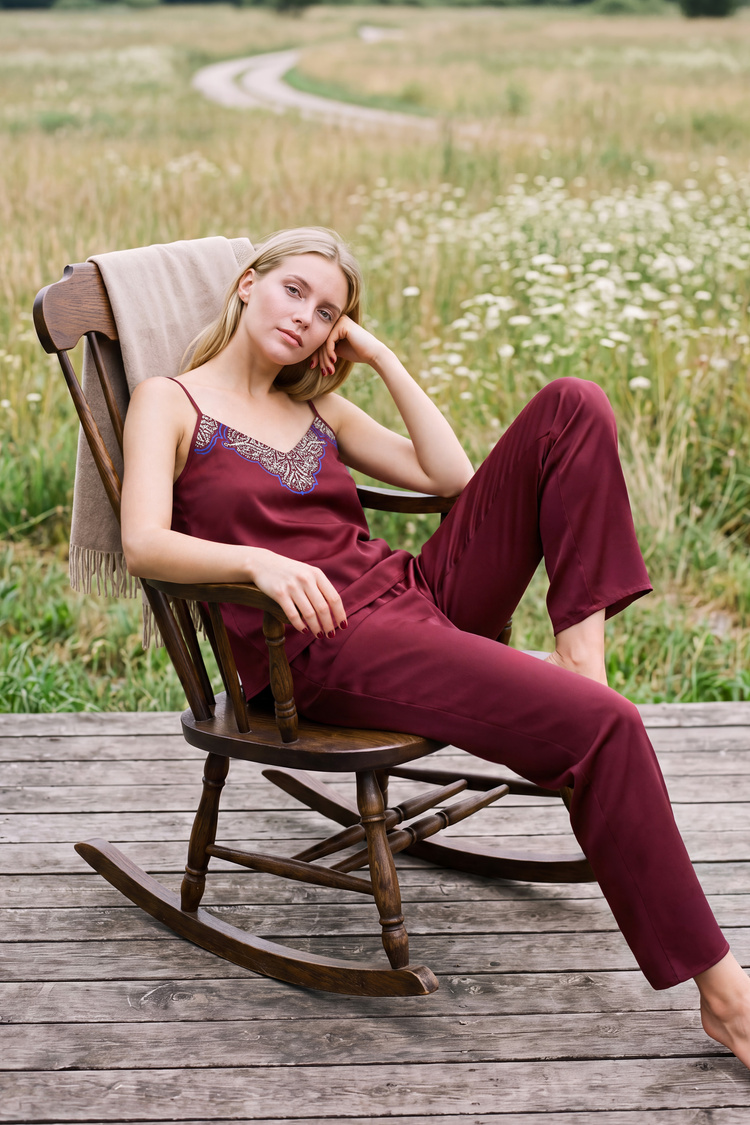 Burgundy Harper Top-Supant Set