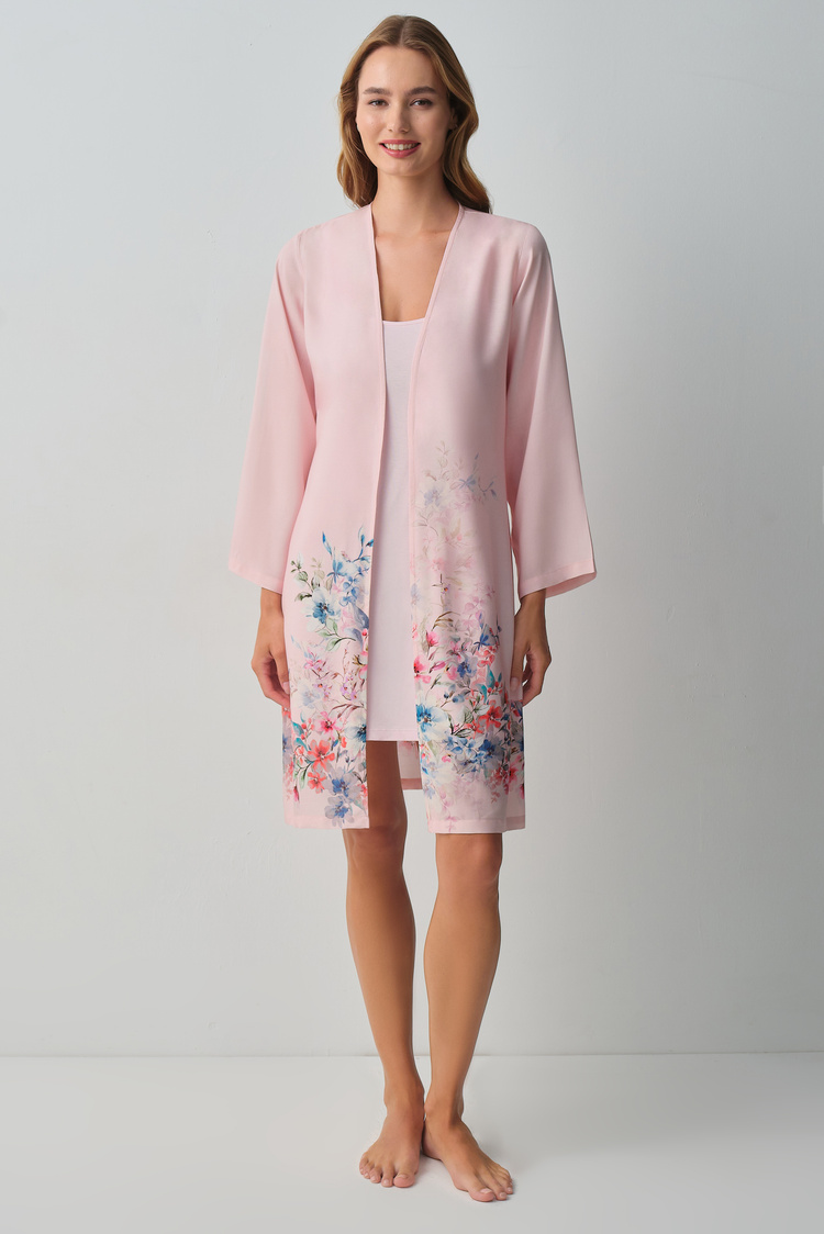 Pink Print Bliss Morning Gown