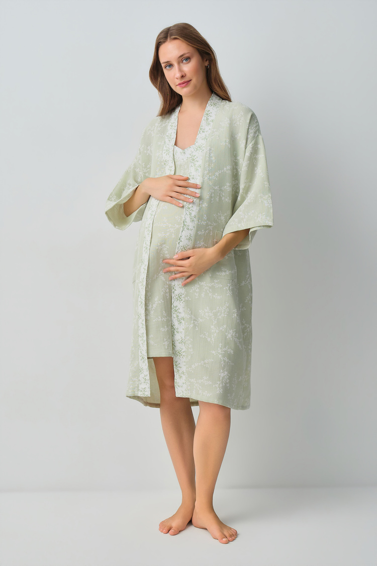 Green Print Cindy Mama Morning Gown