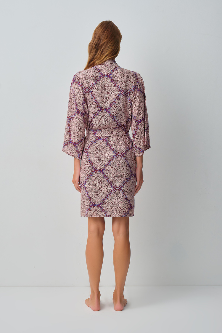 Burgundy Print Harper Morning Gown