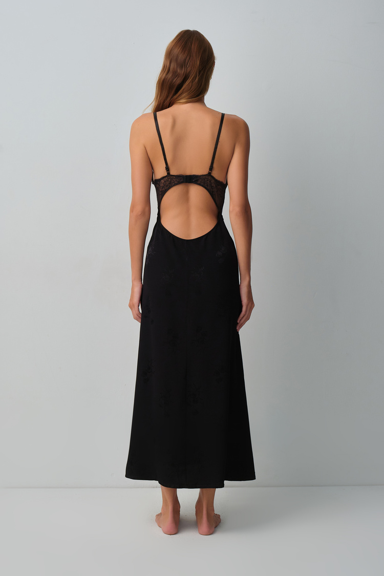 Black Private Long Nightie