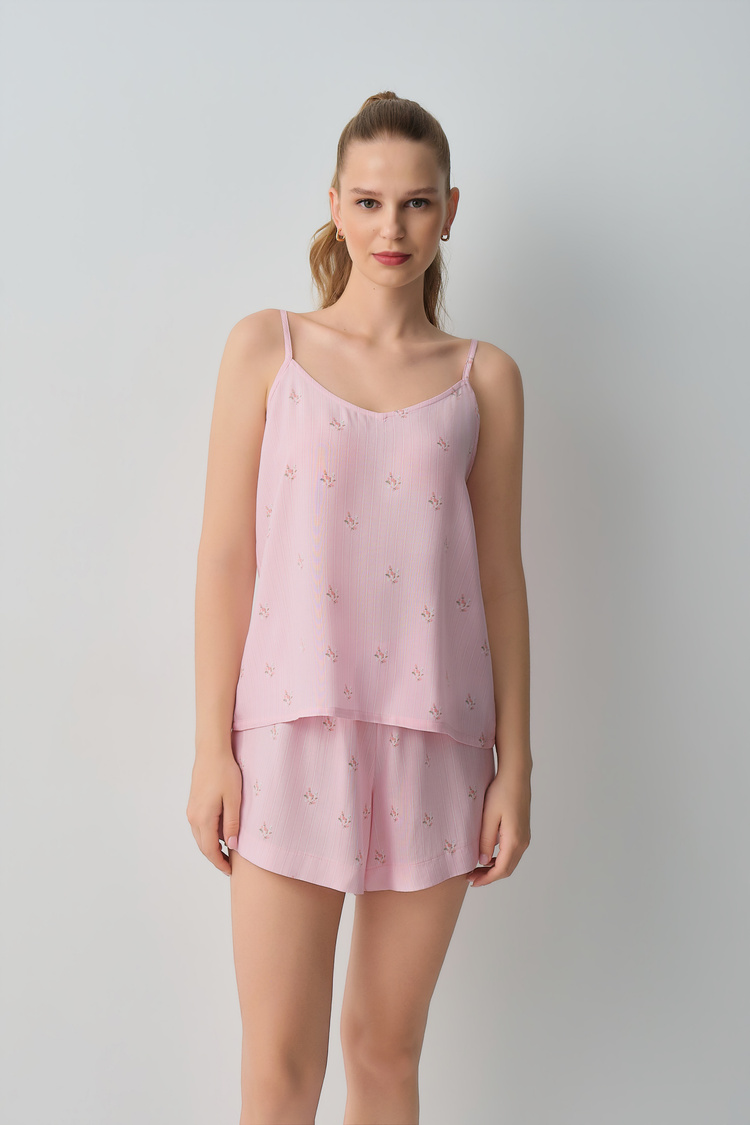 Pink Line Jade Top-Short Set
