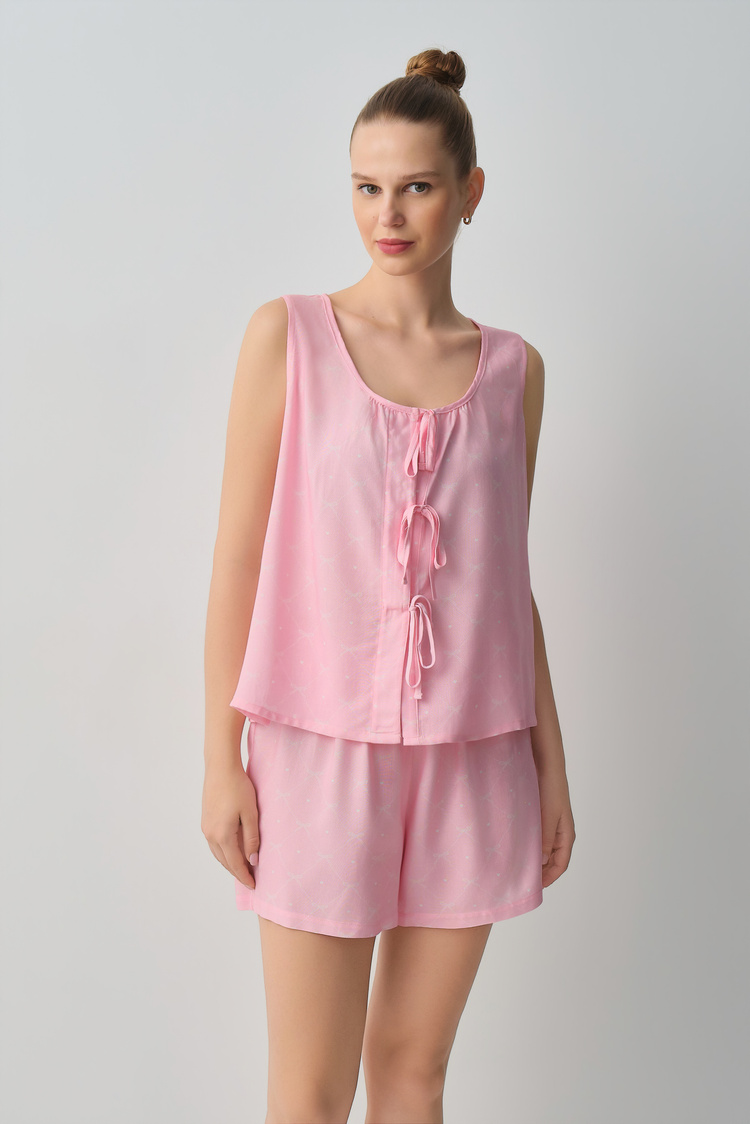 Pink Heart Cute Top-Short Set