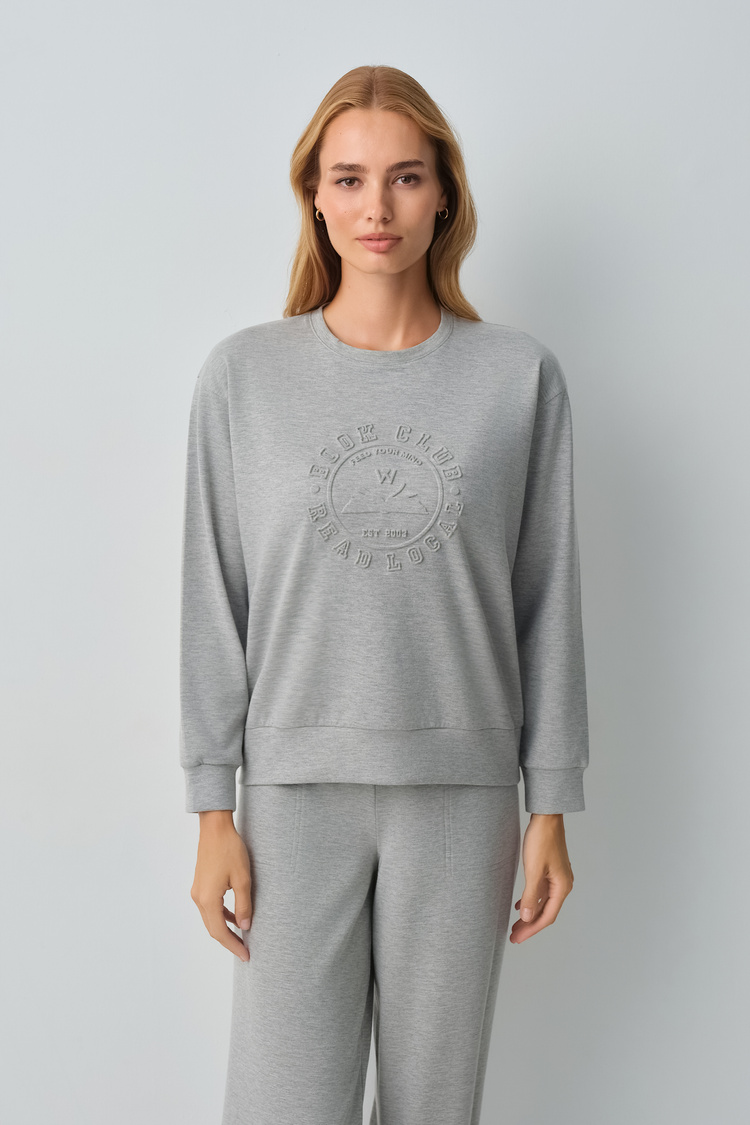 Gray Melange Campus Sweatshirt