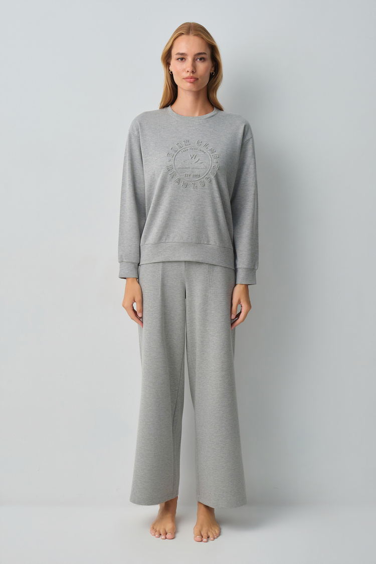 Gray Melange Campus Sweatshirt