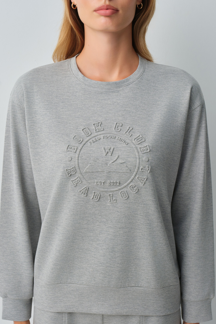 Gray Melange Campus Sweatshirt